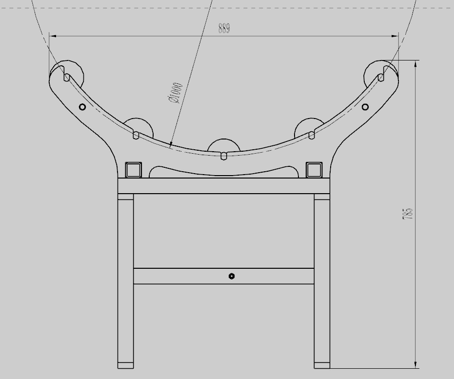 Rack with Rollers for Rolls of PVC PU Conveyor Belt Material