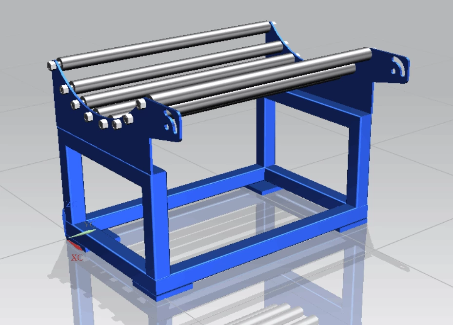 Rack with Rollers for Rolls of PVC PU Conveyor Belt Material