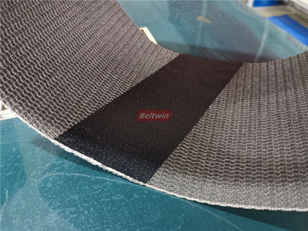 How to splice PVK belt by air cooling press and automatic finger puncher-2