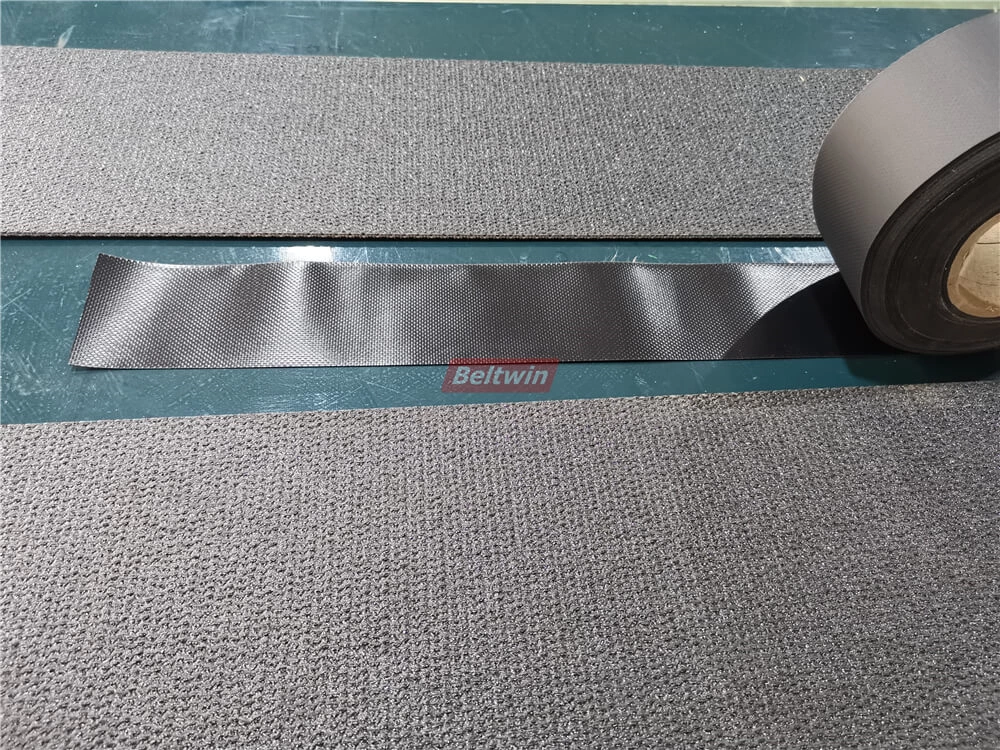 How to splice PVK belt by air cooling press and automatic finger puncher-2