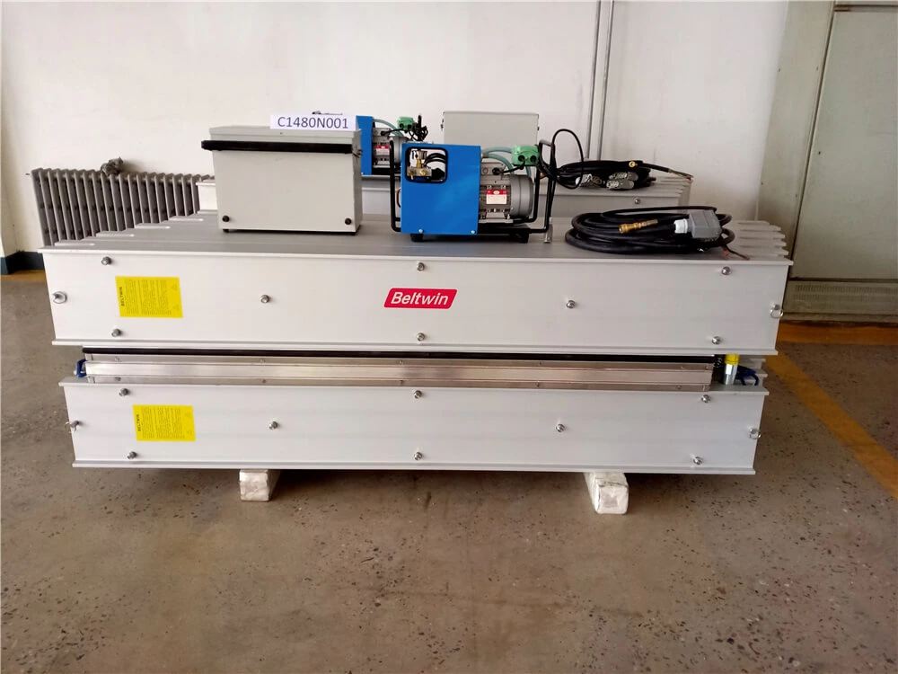 Delivery Two sets vulcanizer DSLQ-S 870x2100mm To USA ( 200PSI, 22Degree, Can Use For 1800mm Belt Width )