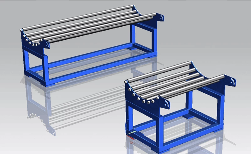 Rack with Rollers for Rolls of PVC PU Conveyor Belt Material