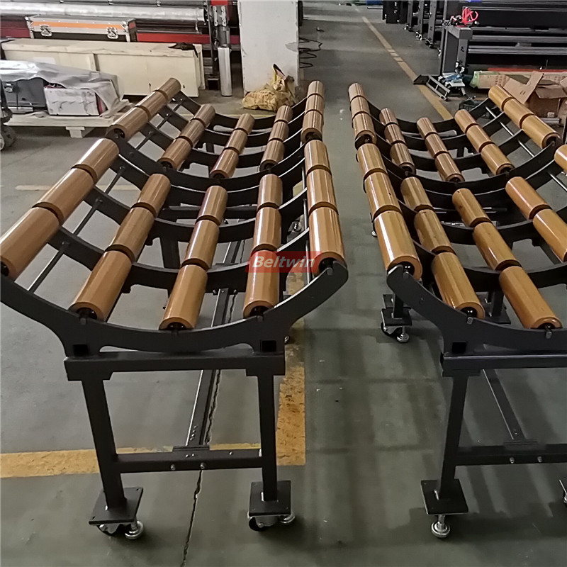 Rack with Rollers for Rolls of PVC PU Conveyor Belt Material