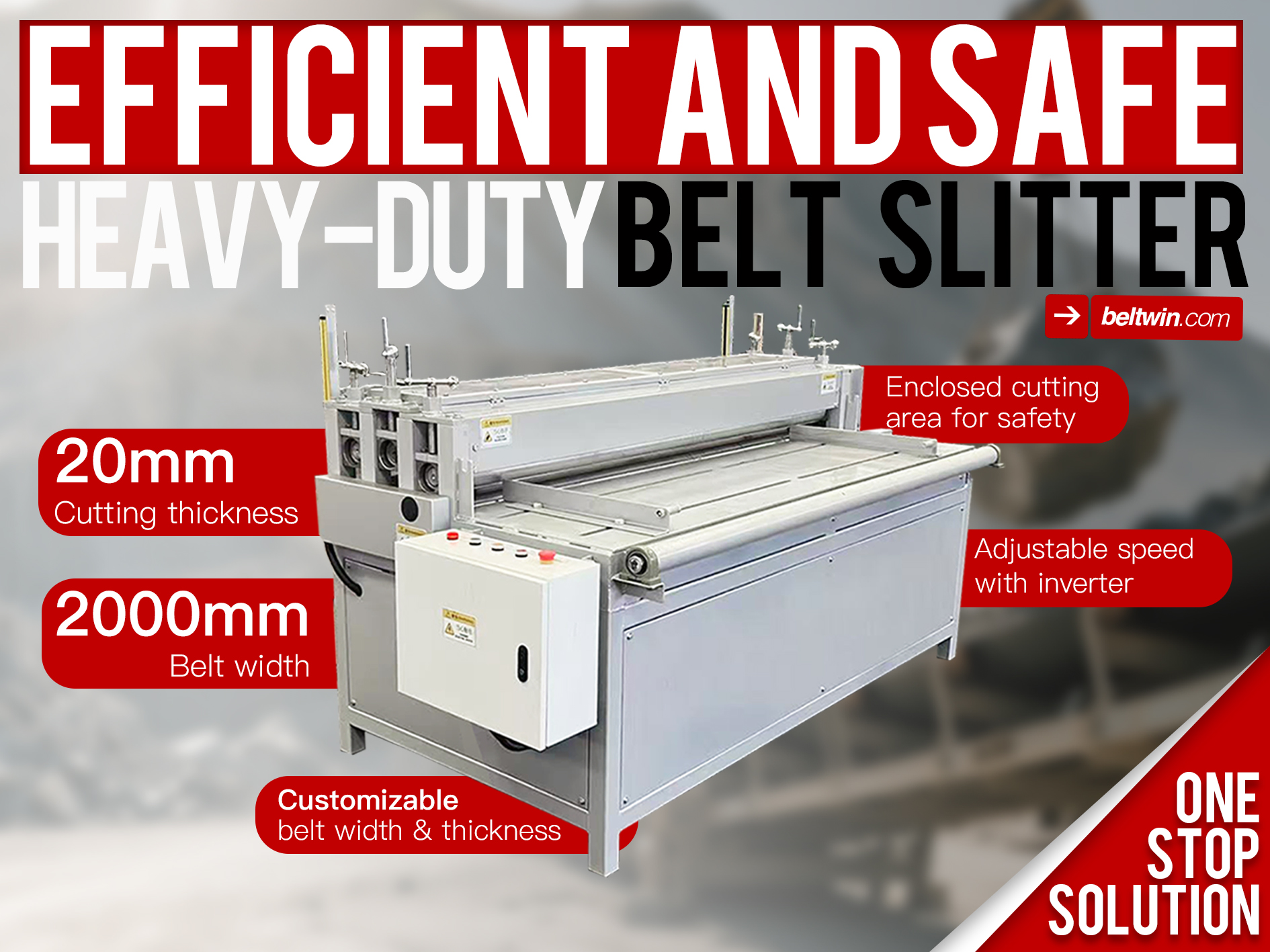 Beltwin Heavy duty Belt Slitter 2000mm Belt Width