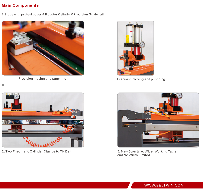 Beltwin TA1000‑TA2100 Pneumatic PVC PU Belt Finger Punching Machine